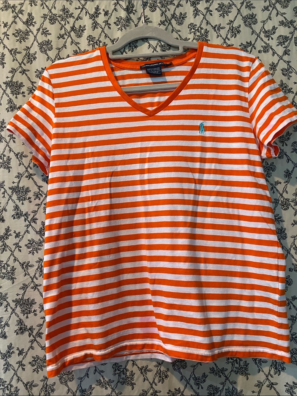 4 Ralph LaurenWomen’s Short Sleeve V-Neck Tees - Navy/White & Black/White Stripe - Picture 6 of 10